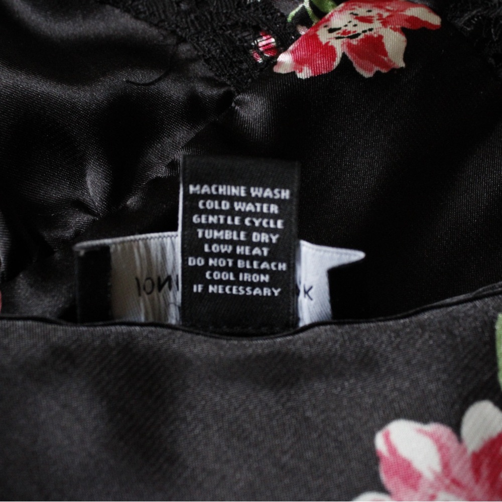 Jones New York Black Floral Satin Chemise Nightgown - Picture 12 of 15